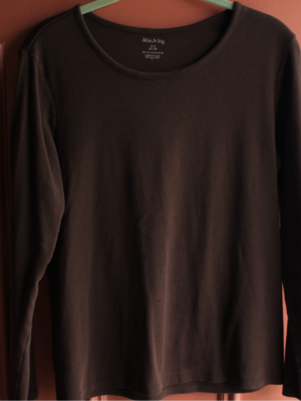 Women’s Brown Long-Sleeve Crew Neck Shirt